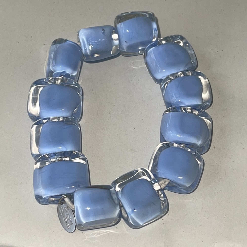 Blue Glass Stretch Bracelet by